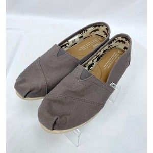 Toms Women W6 Flats Canvas Slip On Classic Taupe Shoes